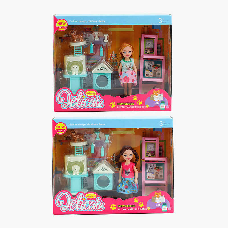 Лялька 9916 (96/2) 2 види, висота 17 см, улюбленець, будиночок, аксесуари, в коробці