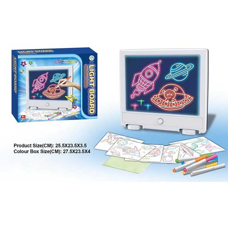 Дошка для малювання YM 11 (48/2) підсвічування, 6 трафаретів, 6 маркерів, в коробці