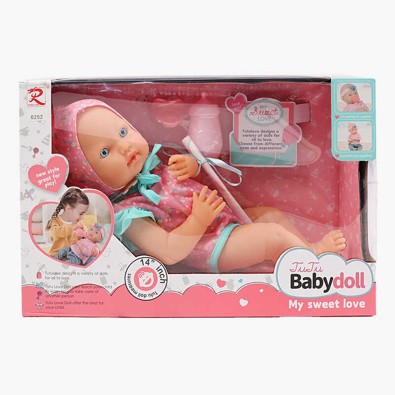 Пупс 6252 (24) гумовий, висота 33 см, рухливі кінцівки та голова, знімний одяг, пустушка, пляшечка, в коробці