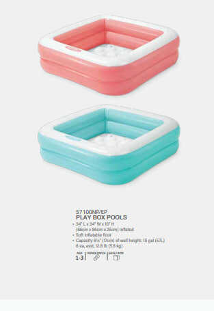 Intex Басейн 57100 NP (6) розміром 85-85-23см, висота борта 18см, обсяг: 60л, від 1-го року