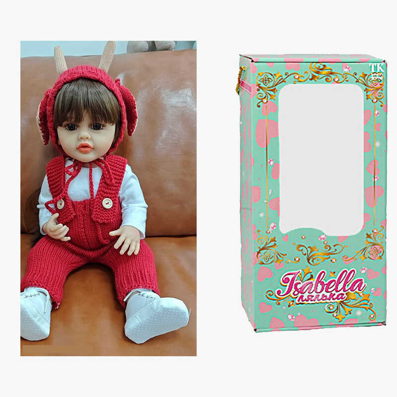 Лялька QM 24119 (12) "TK Group", висота: 50 см, гумова, імітація скляних очей, пустушка, пляшечка, памперс, шапочка, взуття, в коробці