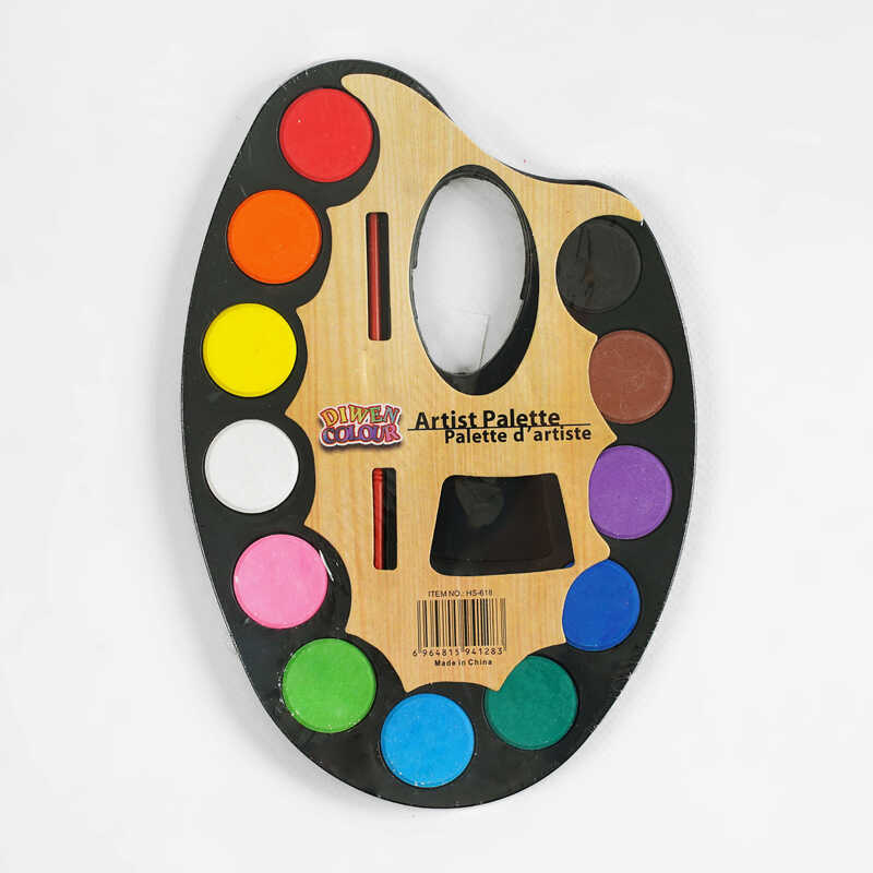 Акварельні фарби C 60808 (144) 12 кольорів, пензлик, в плівці