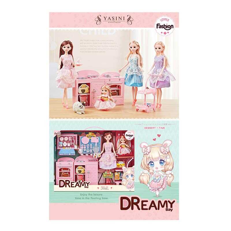 Набір ляльок 6647 (24) 2 ляльки, висота 30 см, кухня, аксесуари, рухливі елементи, в коробці