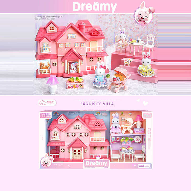 Набір меблів 6718 (18) будиночок, 1 флоксова фігурка, песик, лампа, візочок, стіл та стільчики, продукти, в коробці