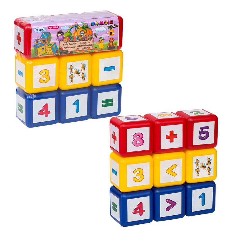 гр Кубики маленькі "Математика" 028/6 (30) "BAMSIC" 9 штук, в сітці