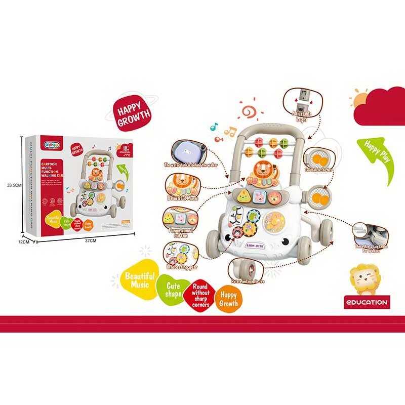 Каталка-ходунки 368-28 (16) піаніно, бізіборд, регулювання гучності, звуки, музика, пальчикові ігри, 4 м'ячики та сітка, сортер, наліпки, від батарейок, рухомі елементи, пальчиковий лабіринт, в коробці