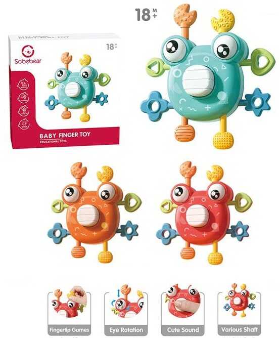 Брязкальце YL 1022-55 (200) "Краб", 3 кольори, тріскачки, пискавка, у коробці