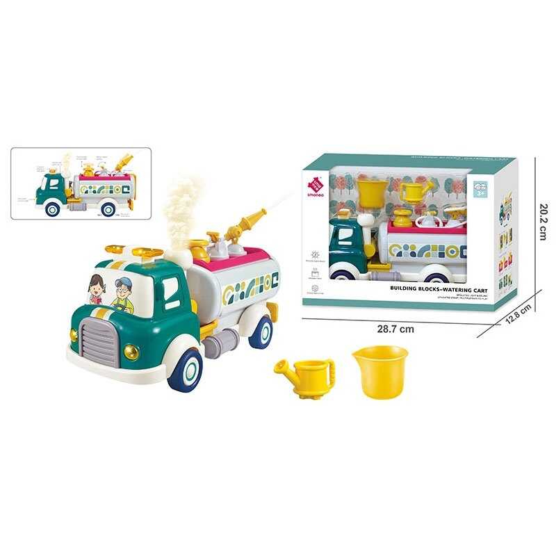 Спецтехніка A 88034 (18) помповий механізм, бризкає водою, інерція, підсвічування, звуки, парогенерація, рухомі елементи, конструктор, на батарейках, в коробці