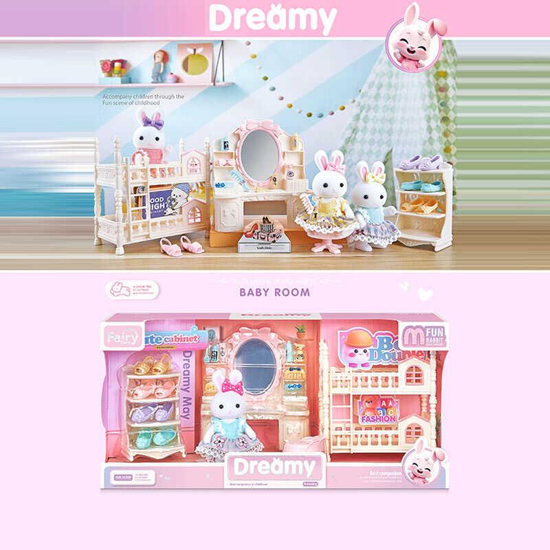 Набір меблів 6690 A (24) 1 флоксова фігурка, туалетний столик, аксесуари, ліжко, шафа зі взуттям, стільчик, в коробці