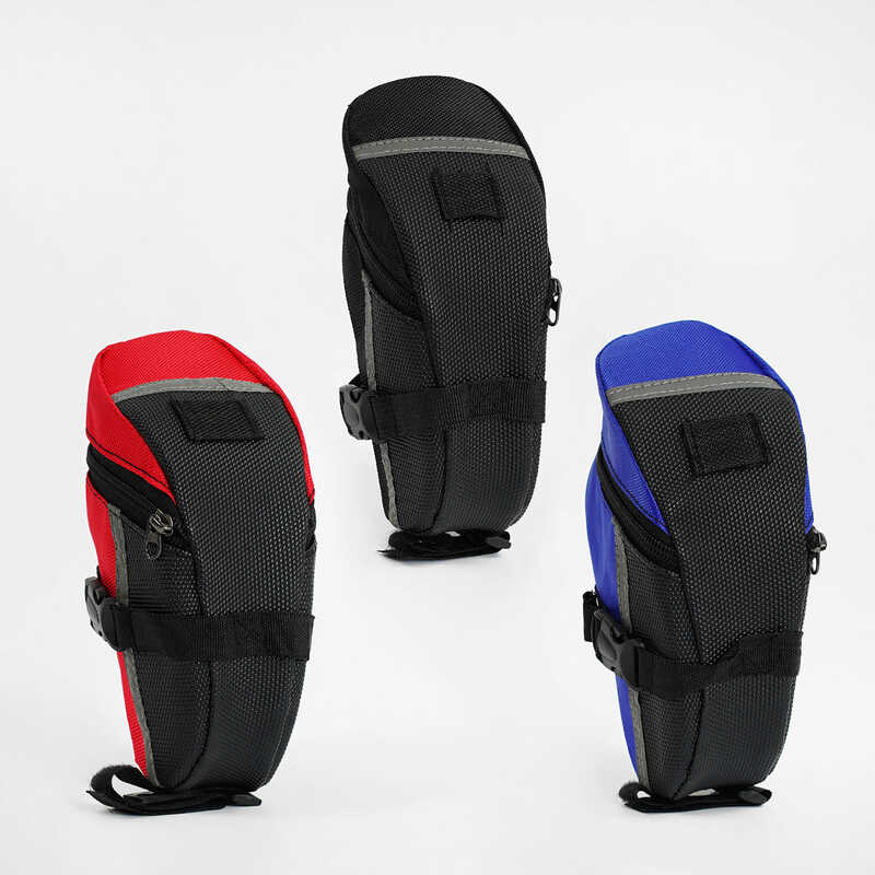 Сумка велосипедна С 57655 (100) 3 кольори, 1 основне відділення, світловідбивальні вставки, пластикові застібки, в пакеті