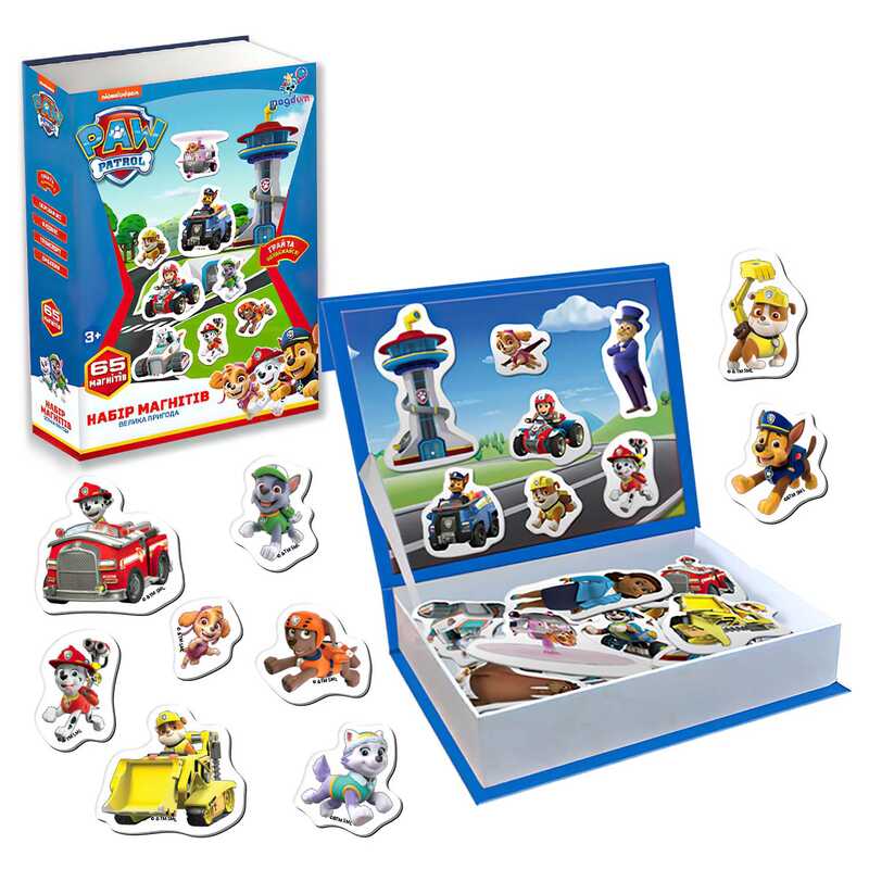 гр Набір магнітів ML 4034-15 "Магнітна історія. Щенячий патруль. Велика пригода" (16) "Magdum", 65 магнітів, в коробці