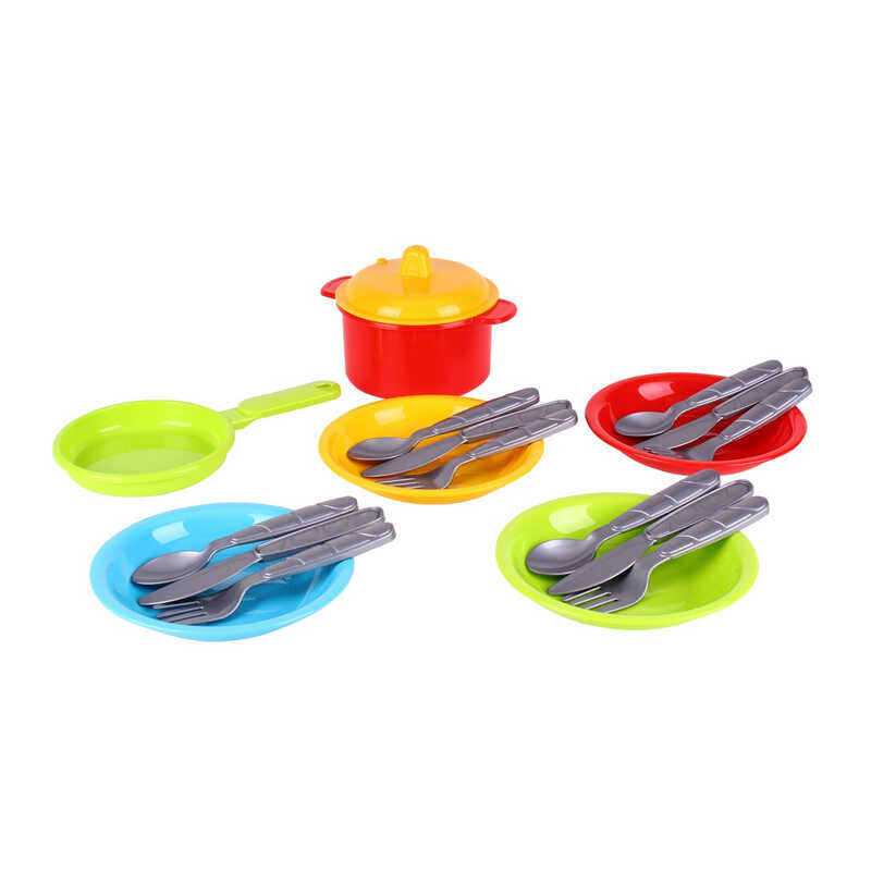 гр Набір посуду "Маринка 10" 1646 (30) "Technok Toys", каструля, сковорідка, кришка, 4 тарілки, 4 комплекти столових приладів, в пакеті