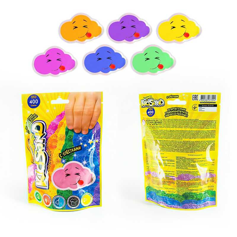 гр Набір креативної творчості "Кінетичний пісок "KidSand" пакет 400г KS-03-03 (18) "Danko Toys"