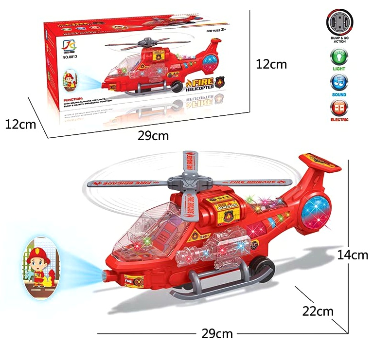 Вертоліт 8813 , підсвічування, звук , колеса вільного ходу, в коробці