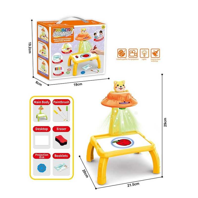 Столик з проєктором ZF 1004 L (60) на батарейках, “Тигр”, підсвітка, диски, фломастери, в коробці