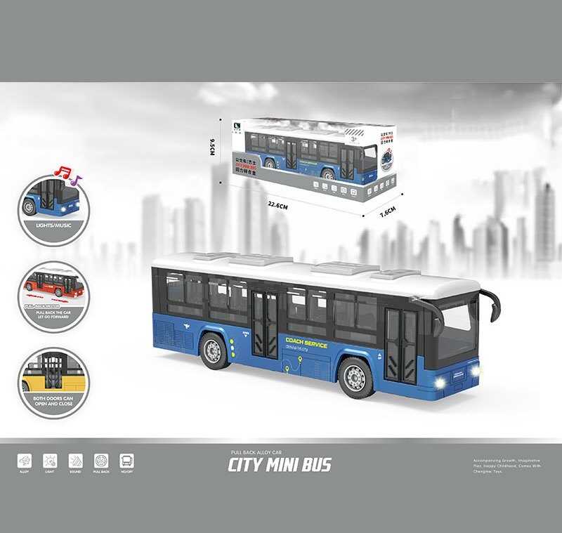 Автобус CLM 0771 A (96/2) металопластик, інерція, звук, рухомі елементи, підсвічування, в коробці