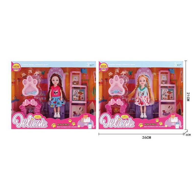 Лялька L 5-26 (96/2) 2 види, висота 14 см, аксесуари, улюбленці, в коробці