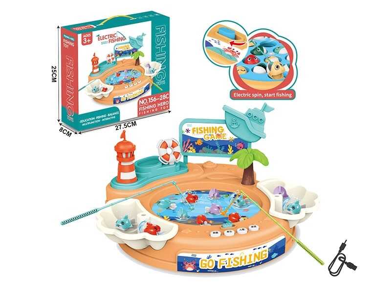 Риболовля 156-28 C (36/2) автоматичне обертання платформи, пісні, мелодії, історії англ. мовою, USB-кабель, аксесуари, працює від батарейок та від мережі, наліпки, в коробці