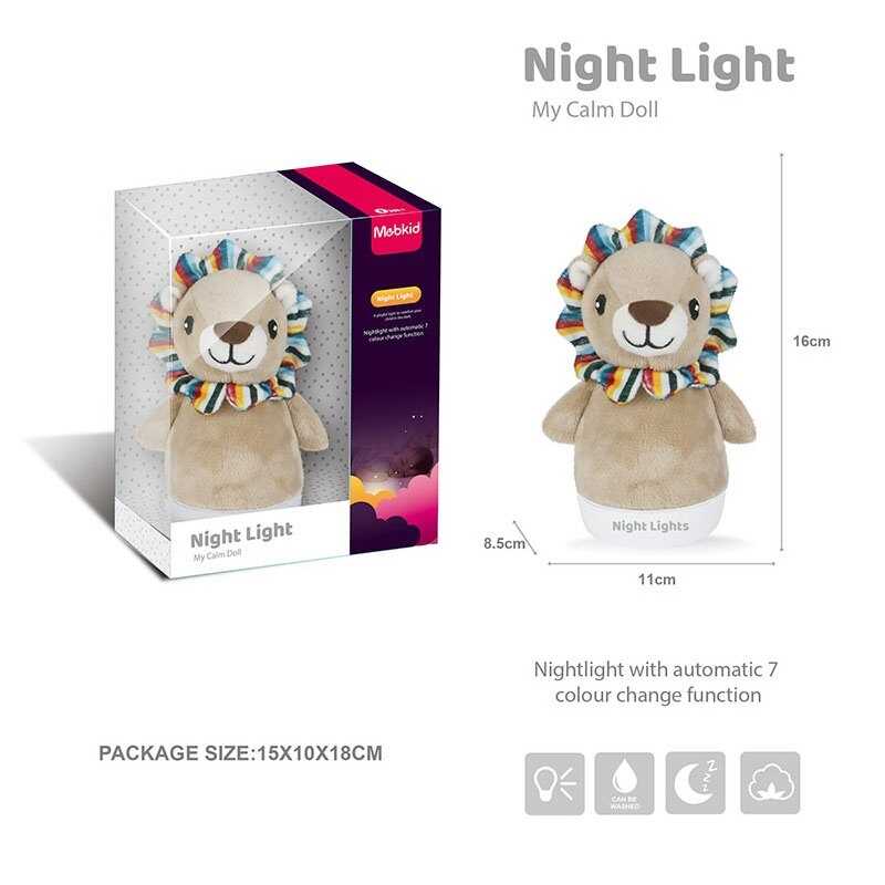 Нічник MBQ 664-2 A (72) “Левеня”, підсвічування, висота 16 см, в коробці