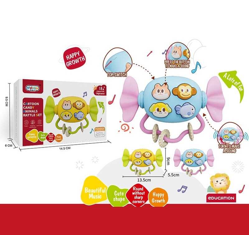 Музичне брязкальце 368-68 (192) 2 кольори, мелодії, підсвічування, гумові елементи, в коробці