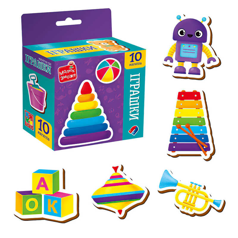 гр Набір магнітів "Іграшки" VT3106-33 (30) "Vladi Toys", 10 магнітів, в коробці