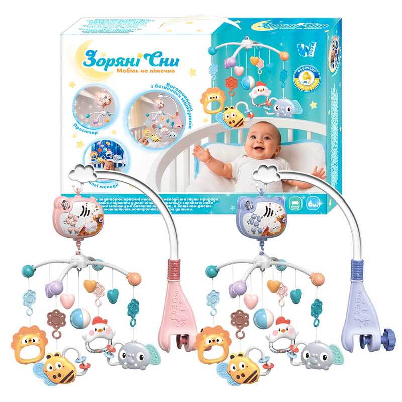 Карусель музична 32579 "Зоряні сни" (24) "WToys" ОЗВУЧУВАННЯ УКРАЇНСЬКОЮ МОВОЮ, колискові, регулювання гучності, таймер, проєктор, в коробці