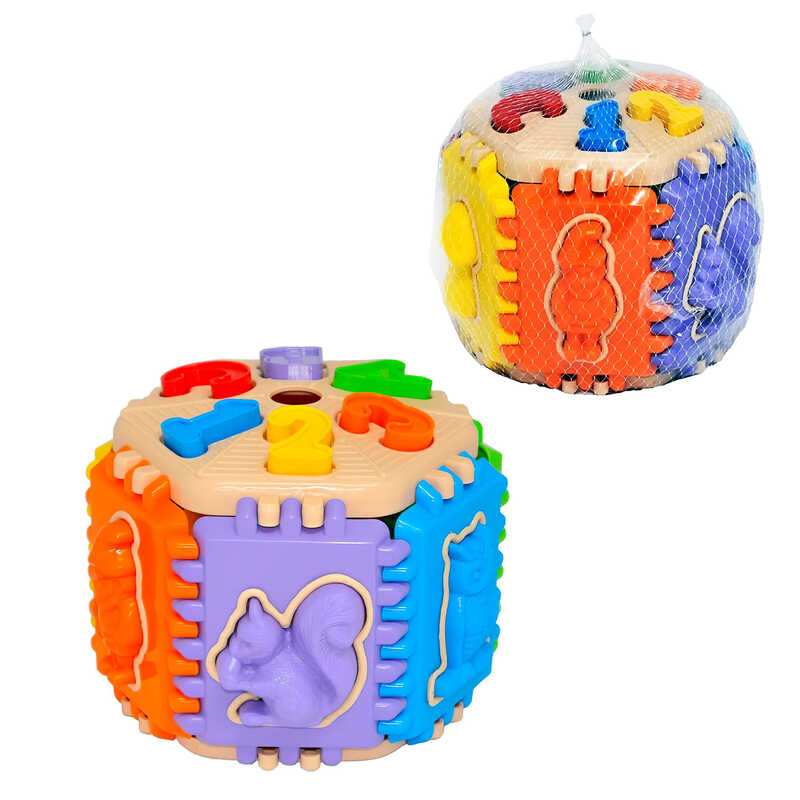 гр Іграшка-сортер "Forest show" 39786 (12) "Tigres", 32 елементи, 8 граней, цифри, літери, геометричні фігури, тварини, в сітці