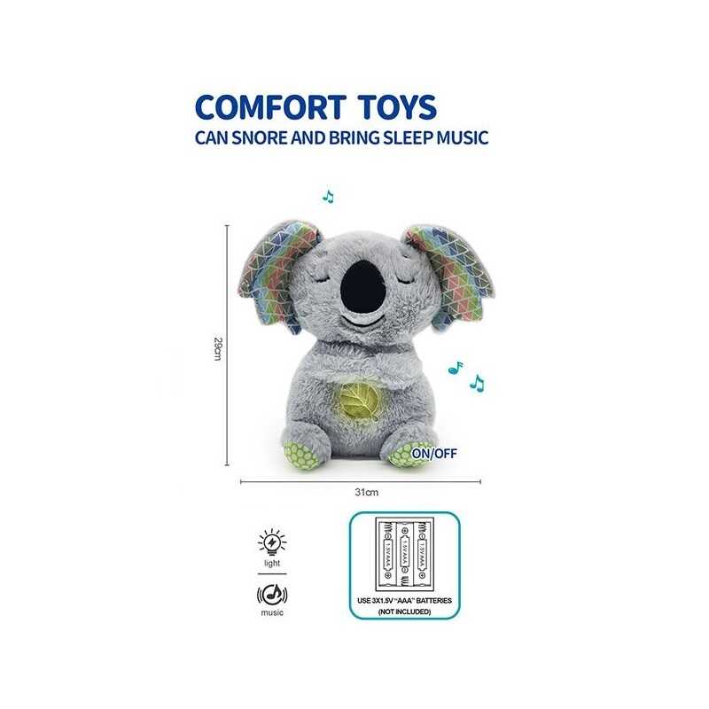 Інтерактивна іграшка 853-4 (48) “Коала”, висота: 29 см, нічник, підсвічується, музика, дихає, на батарейках, для сну, у пакеті