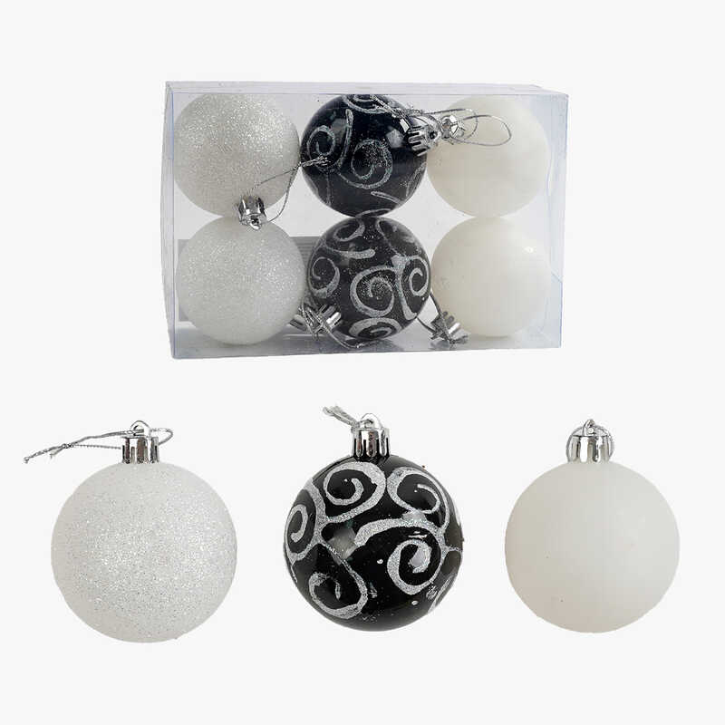 Новорічні прикраси C 67249 (120) кульки, 6 штук, діаметр 5.5см, в слюді