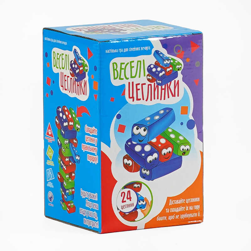 гр Настільна гра "Веселі Цеглинки" UKB-B 0040 (24) "4FUN Game Club" 24 деталі, українською мовою, в коробці