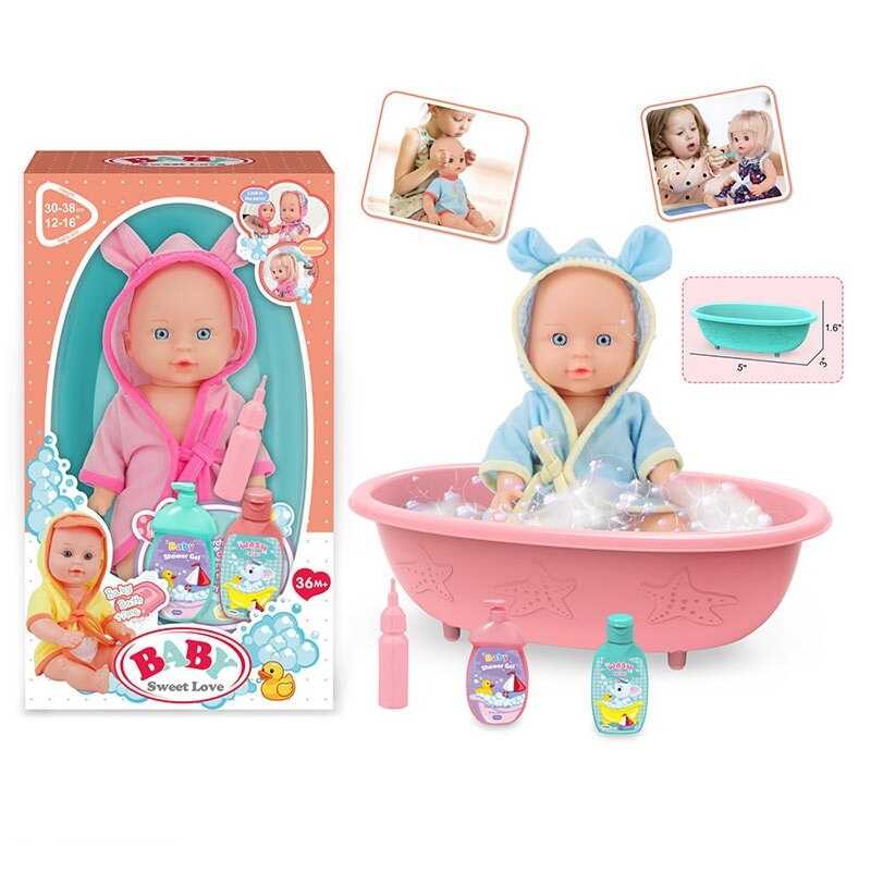 Пупс 7933 C-6 (48) висота 26 см, знімний одяг, ванна довжиною 32 см, 2 баночки з гелями для душу, пляшечка, в коробці