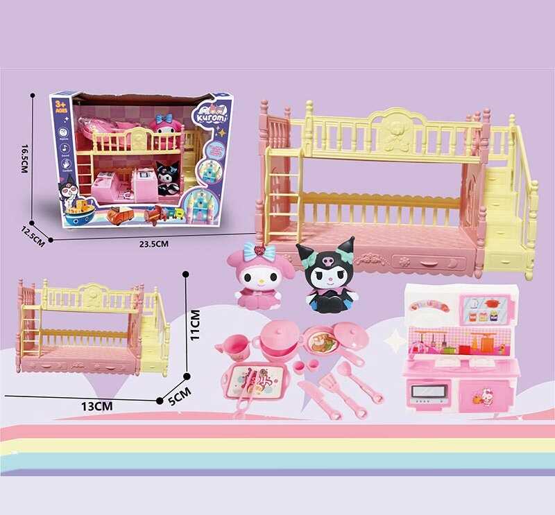 Набір героїв YQ 514 (48/2) 2 фігурки героїв, двоярусне ліжко, аксесуари, кухня, в коробці