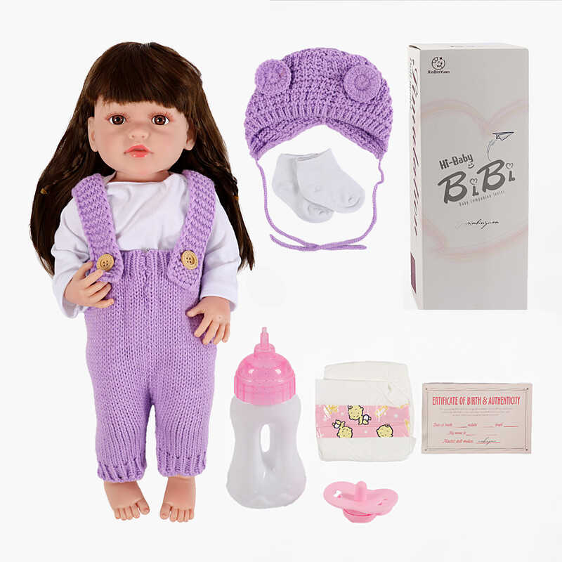 Лялька XBY 5511 (12) висота 52 см, гумова, пляшечка, памперс, соска, шкарпетки, в коробці