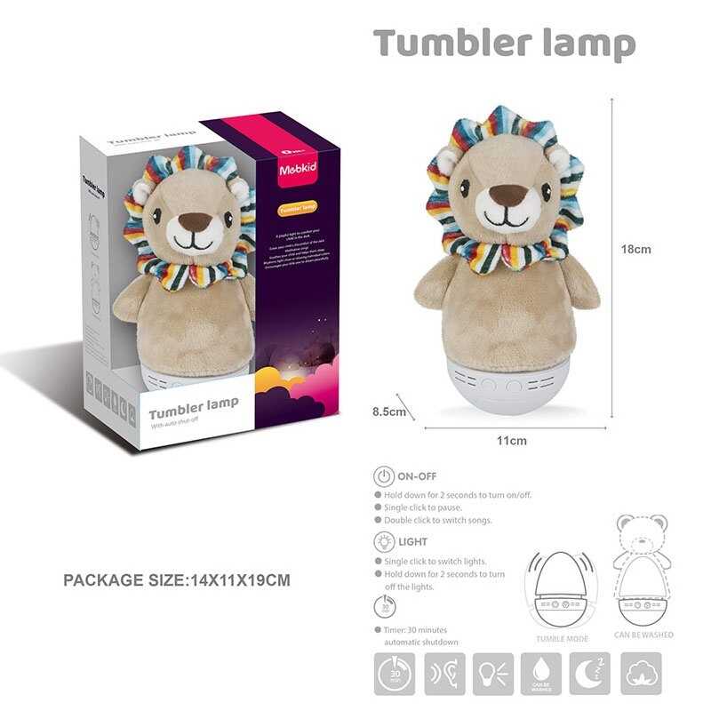 Нелягайко MBQ 663-2 (60) "Лев", колискові мелодії, декілька режимів підсвічування, нічник, таймер, знімний чохол, в коробці