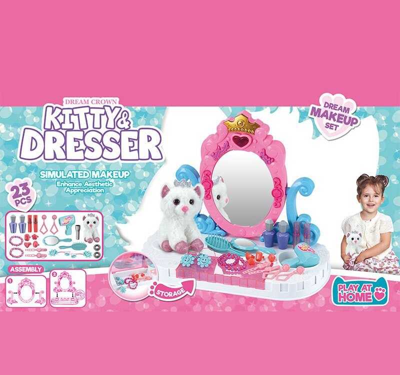 Трюмо 661-3004 (18) імітація косметики, прикраси, дзеркало, фен, м'яка іграшка, в коробці