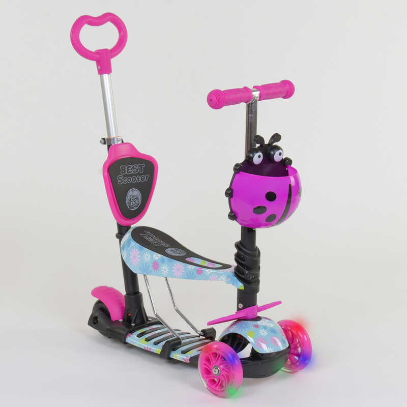 Самокат 5в1 11210 (1) Best Scooter, АБСТРАКЦІЯ, PU колеса, ПІДСВІЧУВАННЯ КОЛІС, в коробці