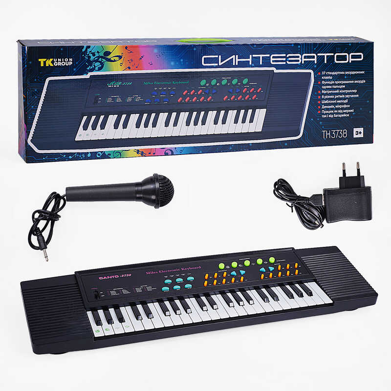 Синтезатор TK 3738 (10) "TK Group", на батарейках, мікрофон, в коробці