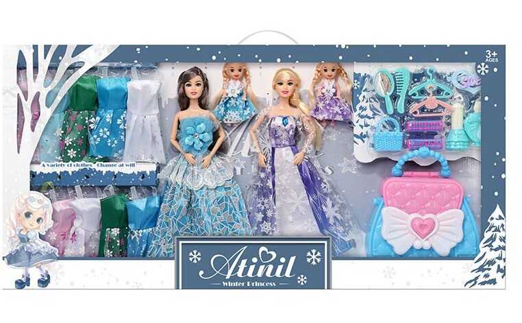 Набір ляльок WX 161-1 (18/2) 2 ляльки, 2 пупсики, сукні, сумочка, аксесуари, у коробці