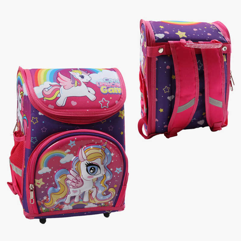 Рюкзак шкільний каркасний С 43559 (36) 3D принт, 1 відділення, 3 кармани, ортопедична спинка, в пакеті