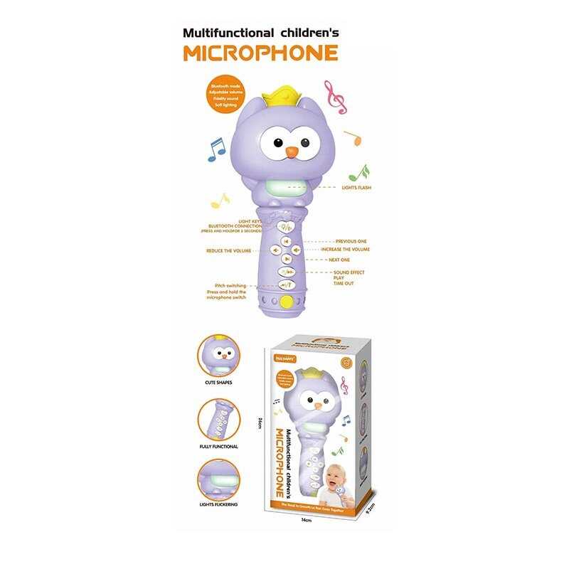 Мікрофон YK 7020 C (48) “Сова”, вбудований акумулятор, USB Type-C, Bluetooth, підсвічування, музика, зміна гучності, зміна голосу,  в коробці