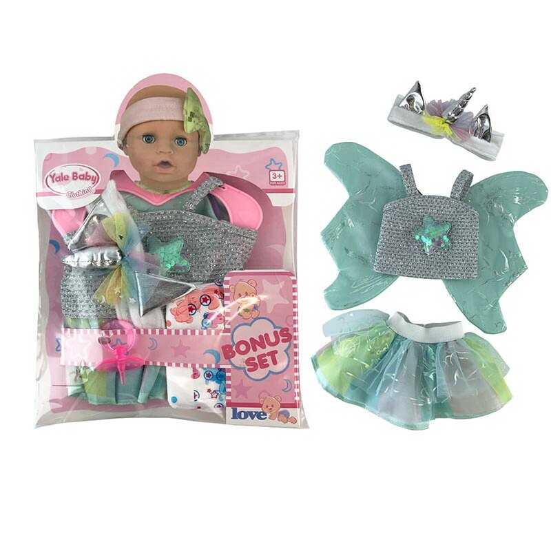Одяг для пупса YLC 43 A (96) топ з крильцями, спідничка, підгузок, пустушка, пов'язка, в пакеті