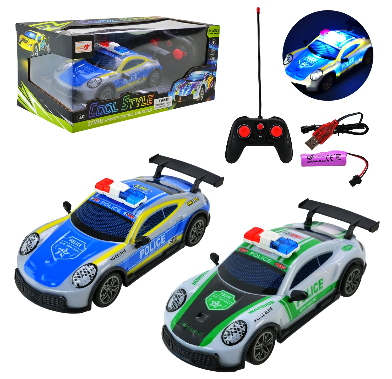 Машина на радіокеруванні 998-5C "Police" , світло , звук , 2 види , акумул 3.7 V, пульт , зарядний пристрій, в коробці