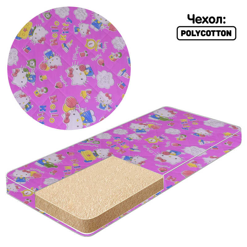 гр Матрац поролон - полікотон "Малютка 3" 111233  Kitty "- колір рожевий (1) - "Homefort"