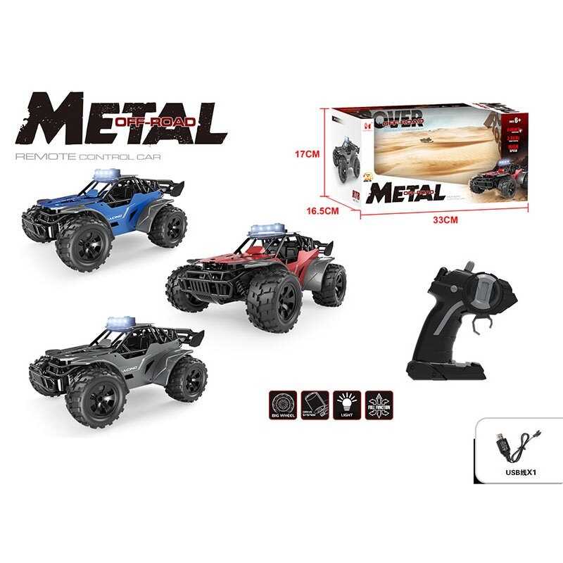 Машинка на радіокеруванні LH-C 094 (24) металопластик, амортизація, підсвічування, гумові шини, 2 режими швидкості, акум. 3.7 V, USB-кабель, пульт 2.4 GHz, в коробці