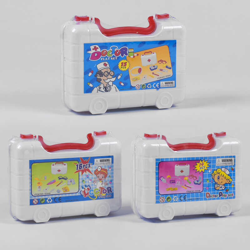 Набір лікаря 1834 АВС (72) 3 види, у валізі, ВИДАЄТЬСЯ ТІЛЬКИ МІКС ВИДІВ