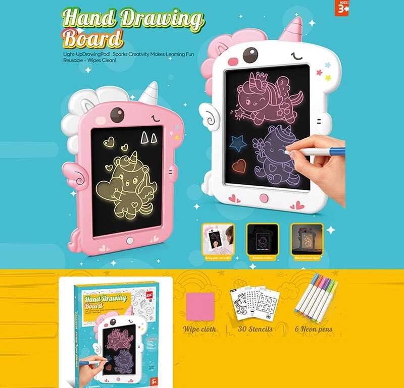 Планшет для малювання 1688 C (72/2) 2 кольори, підсвічування, 15 карток з малюнками та завданнями, маркери, в коробці