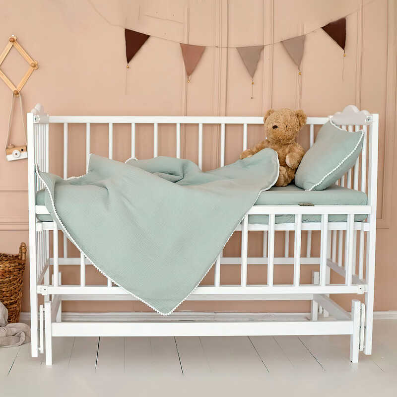 гр Ліжечко дитяче "Ангеліна-2" (1) шарнір-підшипник з відкидною боковиною, бук (білий)