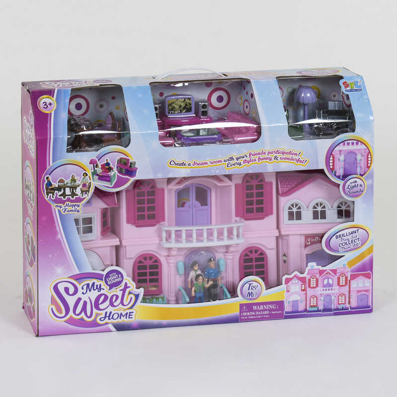 Будиночок ляльковий 16427 (12) з меблями та фігурками, світло, звук, в коробці