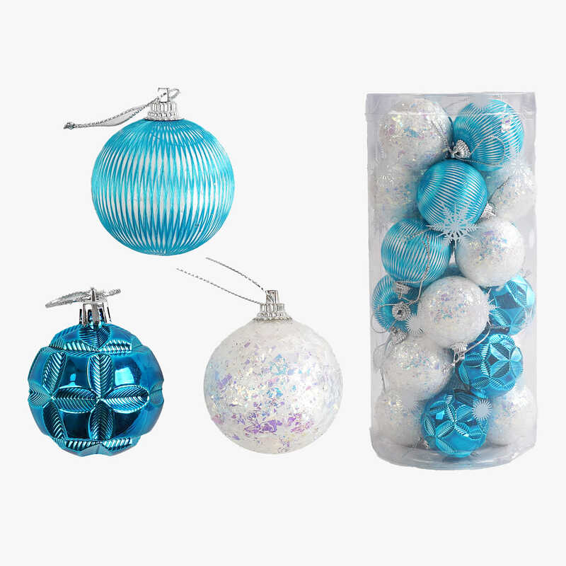 Новорічні прикраси C 67420 (48) 24 штуки, кульки, D = 5 см, в слюді