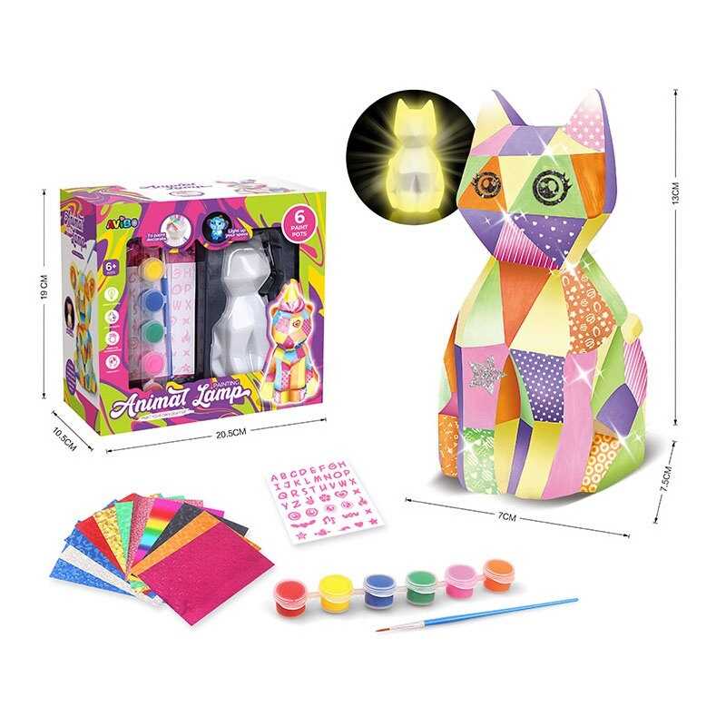 Набір для творчості "Нічник" A 8805 D-1 (72/2) "Кіт", підсвічується, фарби, пензлик, наліпки, в коробці